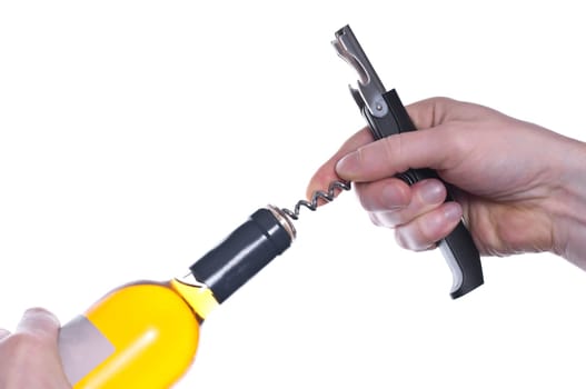 A bottle of wine is opened