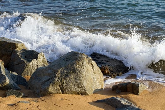 waves crashing on the beaches of the Costa Brava, Spain