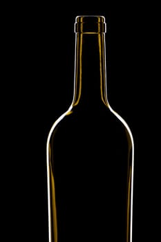 green wine bottle shiny against black background