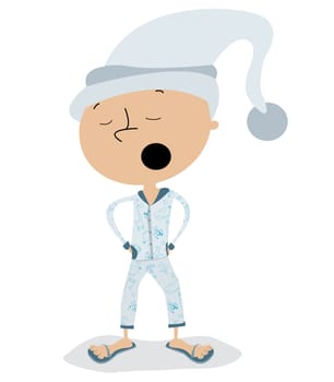 Sleepy boy cartoon, isolated objects on white background