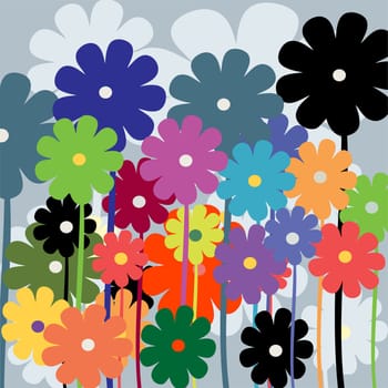 Retro art style floral background