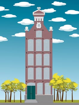 Old house Amsterdam style, graphic design