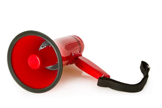 Red megaphone isolated on white background