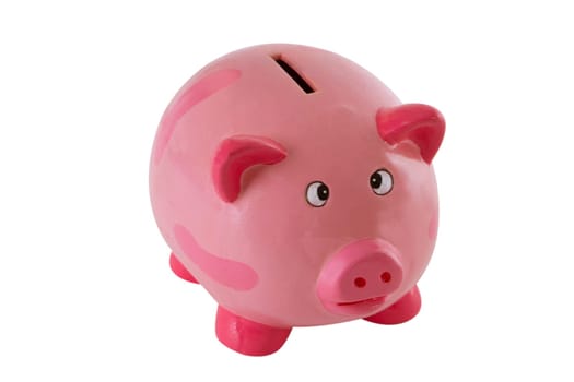 Pink piggy bank isolated on white background