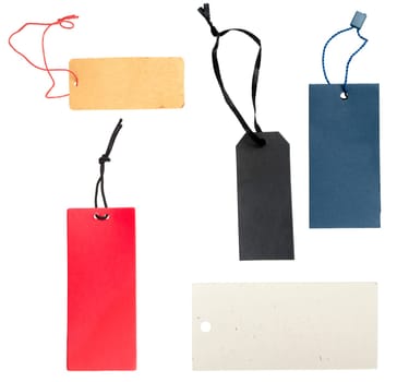 Collection of Blank Paper Tags Isolated on White