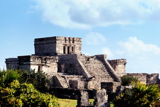Famous archaeological ruins of Tulum in Mexico in summer