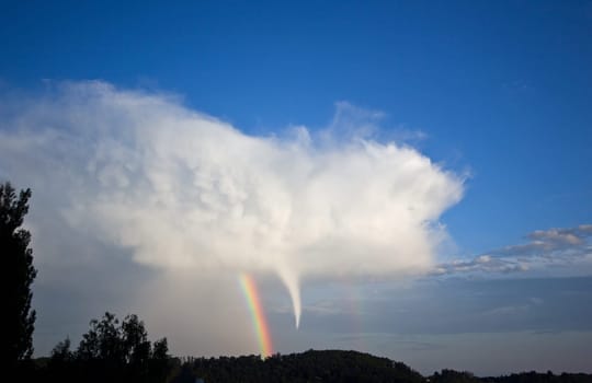 Tornado with rainbow