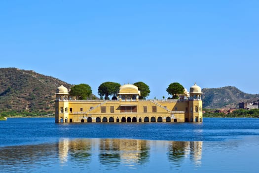 Water Palace (Jal Mahal) in Man Sagar Lake. Jaipur, Rajasthan, India. 18th Century. The palace Dzhal-Mahal.