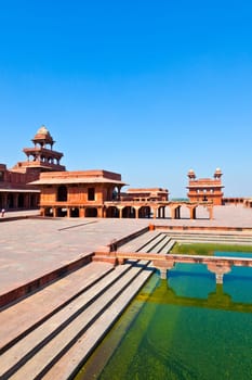 Fatehpur Sikri, India. It is a city in Agra district in India. It was built by the great Mughal emperor, Akbar beginning in 1570.