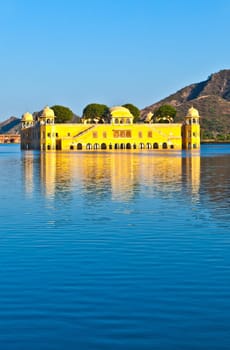 Water Palace (Jal Mahal) in Man Sagar Lake. Jaipur, Rajasthan, India. 18th Century. The palace Dzhal-Mahal.