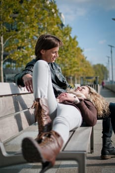 Happy young couple outdoor
