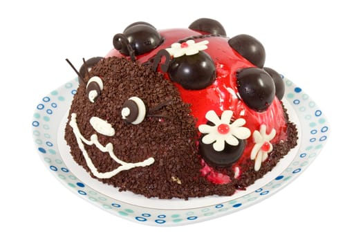 Ladybird cake isolated over a white background