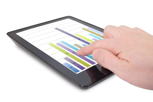 hand and Tablet computer with business graph