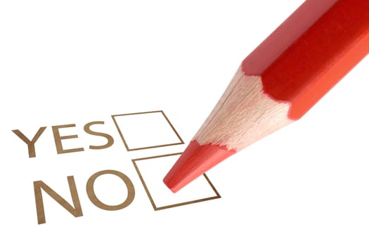 survey questionnaire . red pencil choosing one of the options