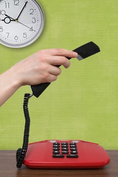 making a phone call at nine o&#039 clock in  morning
