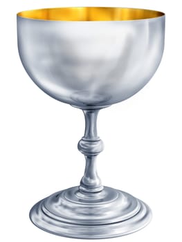 Illustration of a highly polished antique silver chalice