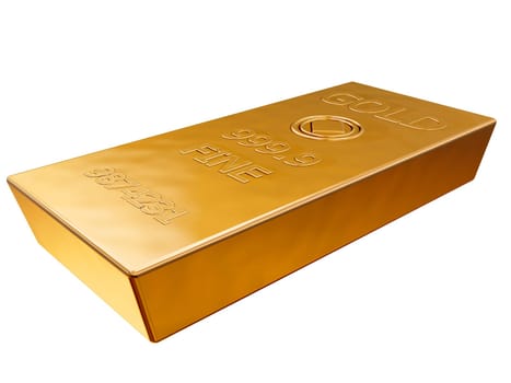 Isolated illustration of a pure gold ingot