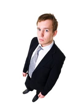 High angle view of a serious man