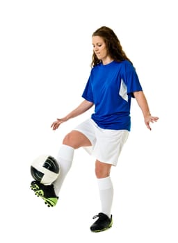 Soccer Woman isolated on white background