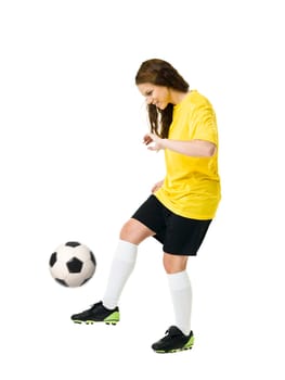 Soccer Woman isolated on white background