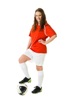 Soccer Woman isolated on white background
