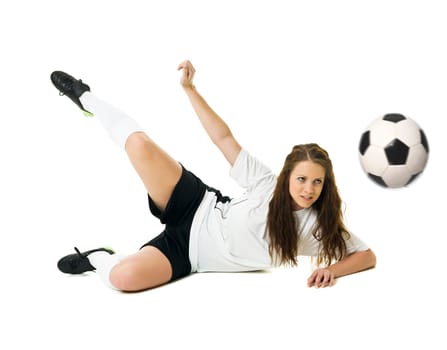 Soccer Woman isolated on white background