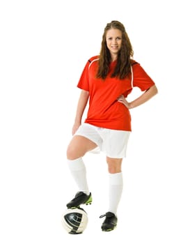 Soccer Woman isolated on white background