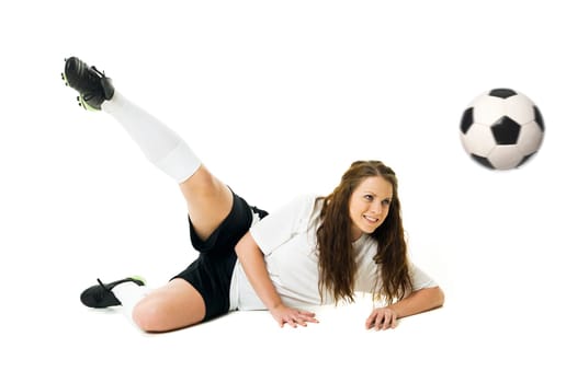 Soccer Woman isolated on white background