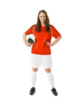 Soccer Woman isolated on white background