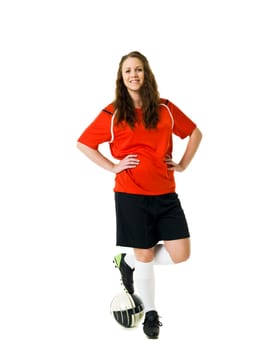 Soccer Woman isolated on white background