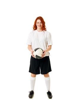 Soccer woman isolated on white background