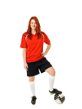 Soccer woman isolated on white background
