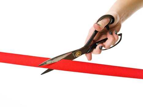 Cutting the Red Ribbon close up