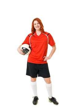 Soccer woman isolated on white background