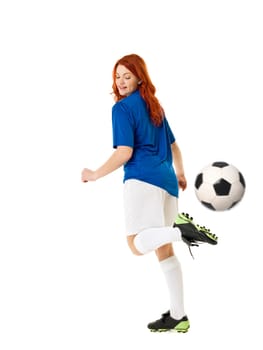 Soccer woman isolated on white background