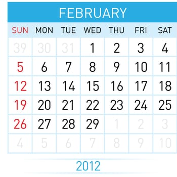 February Calendar. Illustration on white background for design