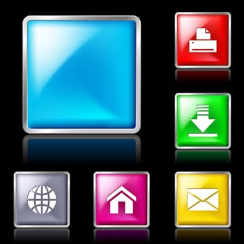 Internet Shapes, button. Isolated on black background