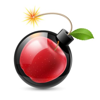 Bomb with an apple. Illustration on white background