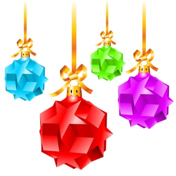 Abstract colorful Christmas decorations.  Illustration on white background