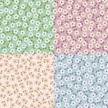 Set of Flower seamless patterns. Illustration for design
