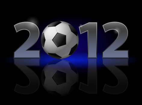 Twenty Twelve year. Football. Illustration on black background