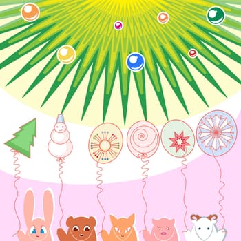 New Year background of balloons illustration designer toys
