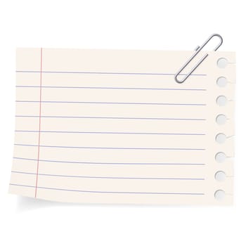 Clip and a piece of paper. Illustration on white background.