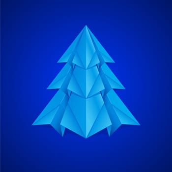 Paper Christmas Tree. Illustration on navy background