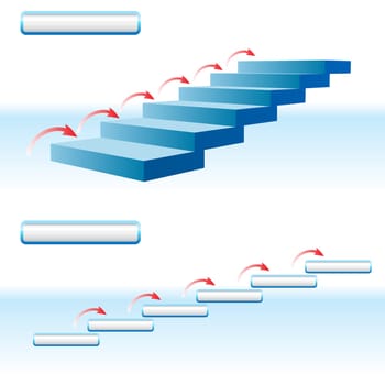 Arrow upstairs in details.  Illustration on white background.