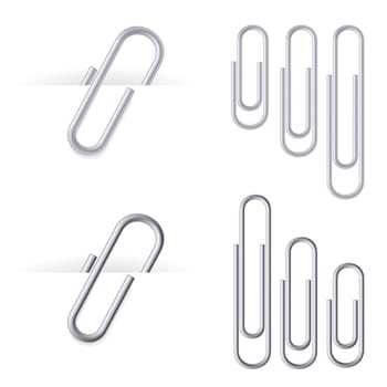 Set of realistic clips. Illustration on white background.