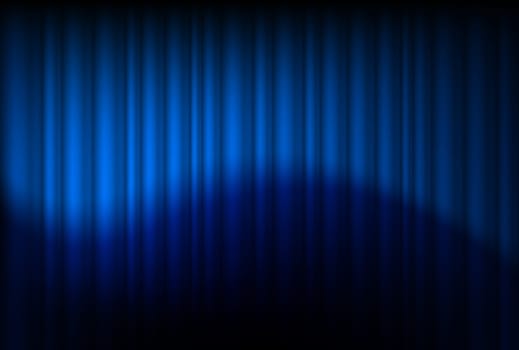 Blue drapes reflected. Illustration of the designer