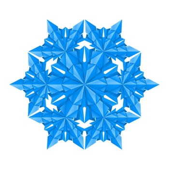 Blue paper snowflake on a white background