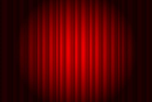 Curtain from the theatre with a spotlight. Illustration of the designer