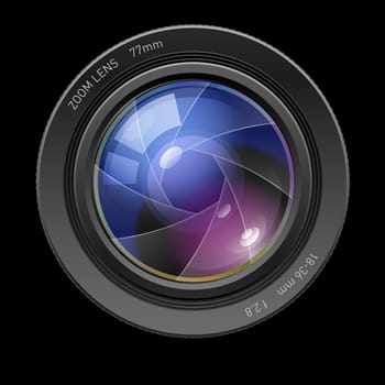 Photo lens. Illustration on black background for design